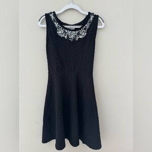 Beautiful Black Dress with Embellished Neckline